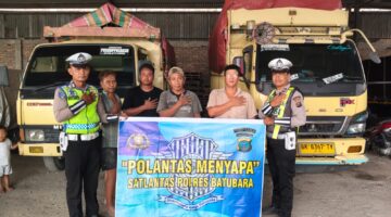 Satlantas Polres Batu Bara Gelar Polisi Menyapa, Sosialisasi Tertib Lalu Lintas Di Kilang Padi Pokun Pare Pare